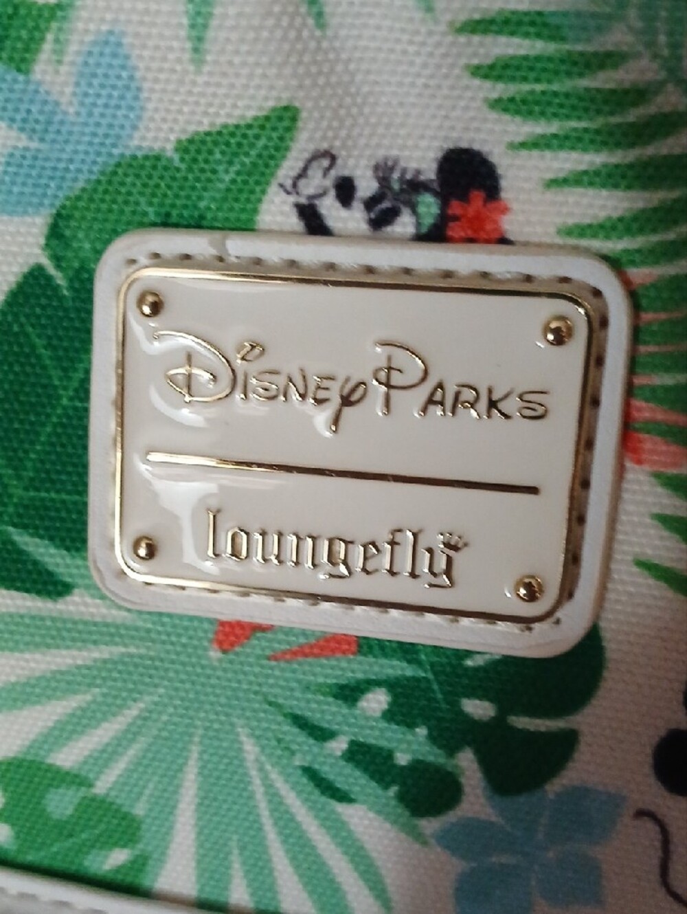 Loungefly White & Green Mickey Tropical Leaf Mini Backpack Like New - Picture 7 of 8